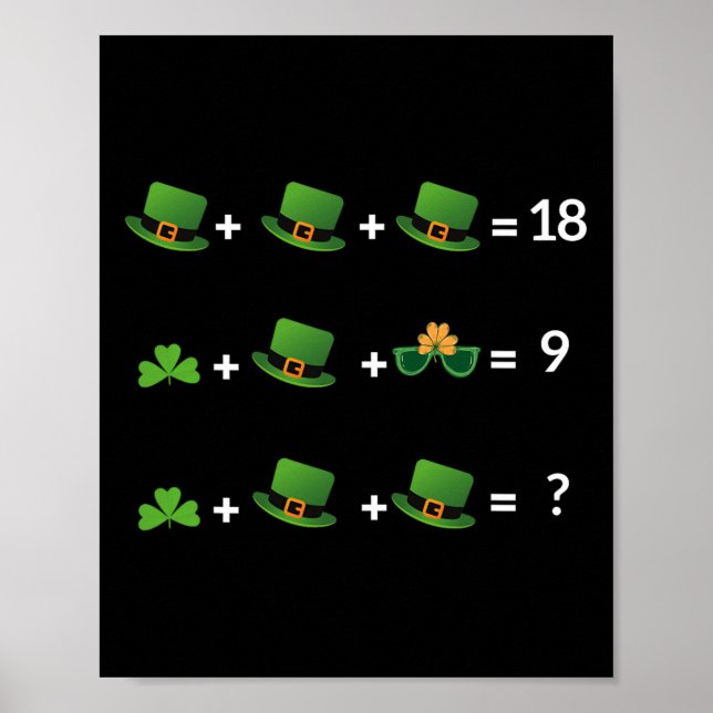 Math Equation Funny St Patricks Day Teacher  Poster (Front)
