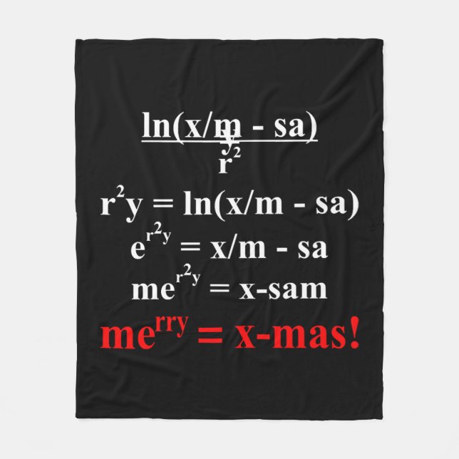 Math Equation Merry Christmas Fleece Blanket (Front)