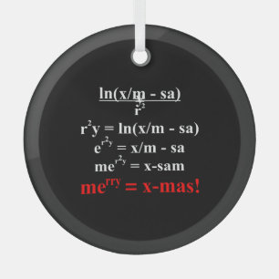 Math Equation Merry Christmas Glass Tree Decoration