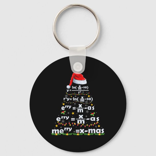 Math Equation Merry X-mas Funny Math Teacher Chris Key Ring (Front)