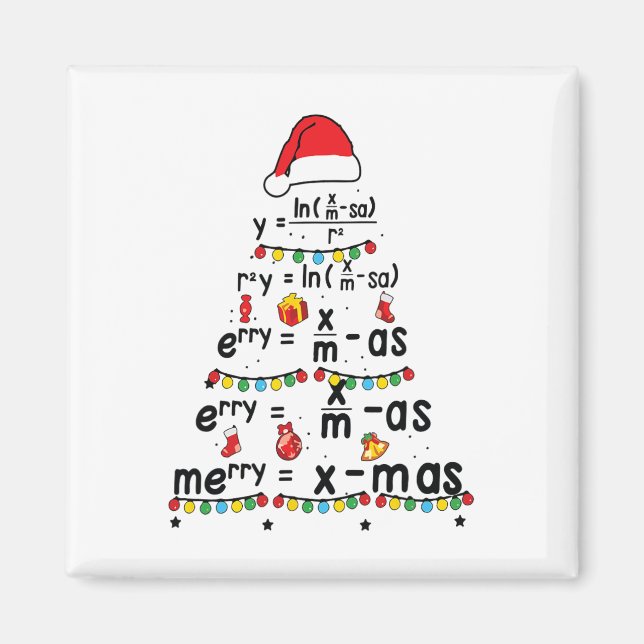 Math Equation Merry X-mas Funny Math Teacher Chris Magnet (Front)