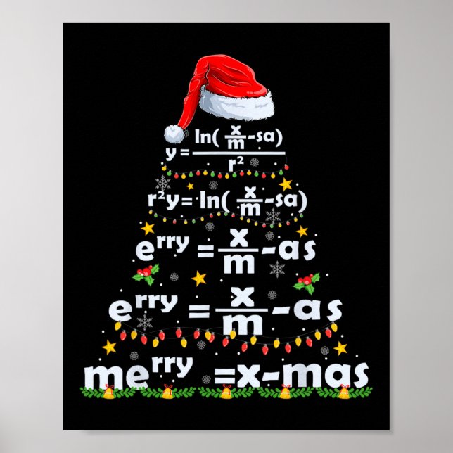 Math Equation Merry X-mas Funny Math Teacher Chris Poster (Front)
