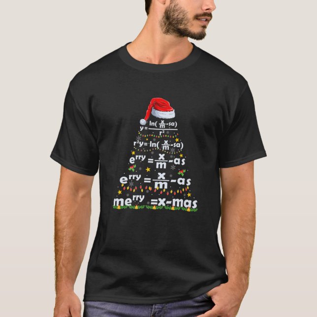 Math Equation Merry X-Mas Funny Math Teacher Chris T-Shirt (Front)