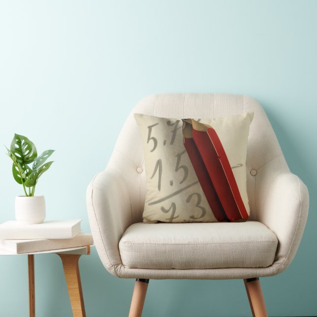 Math Equation with Red Pencil, Vintage Business Cushion (Chair)