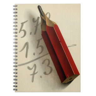 Math Equation with Red Pencil, Vintage Business Spiral Notebook