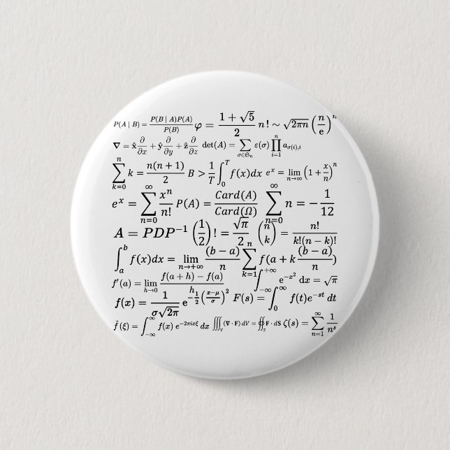 math equations and formulas 6 cm round badge (Front)