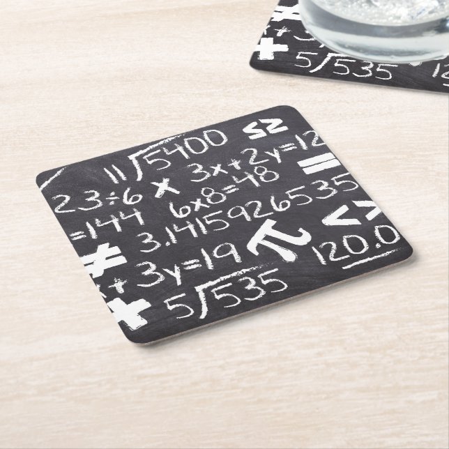 Math Equations and Formulas Fun Boffin Square Paper Coaster (Angled)