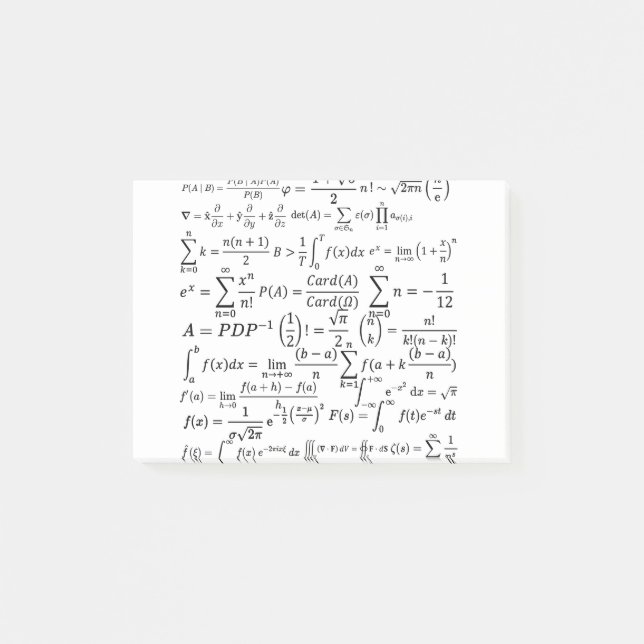 math equations and formulas post-it notes (Front)