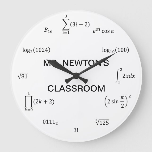 Math Equations and Notations Large Clock (Front)
