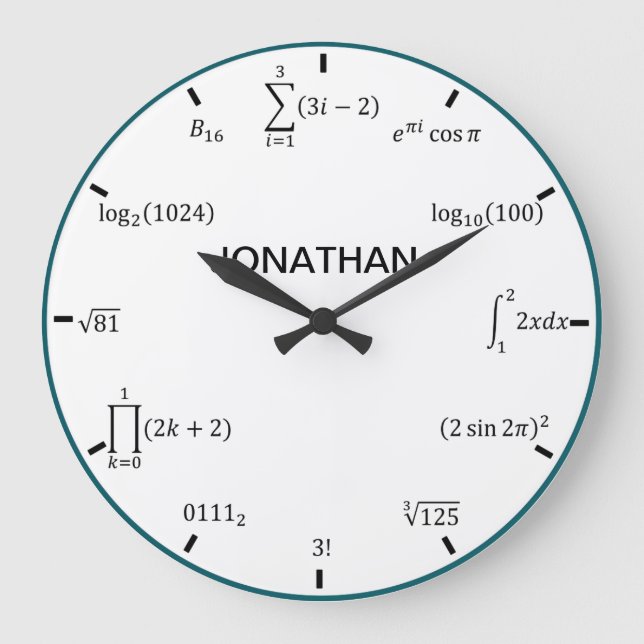 Math Equations and Notations Large Clock (Front)