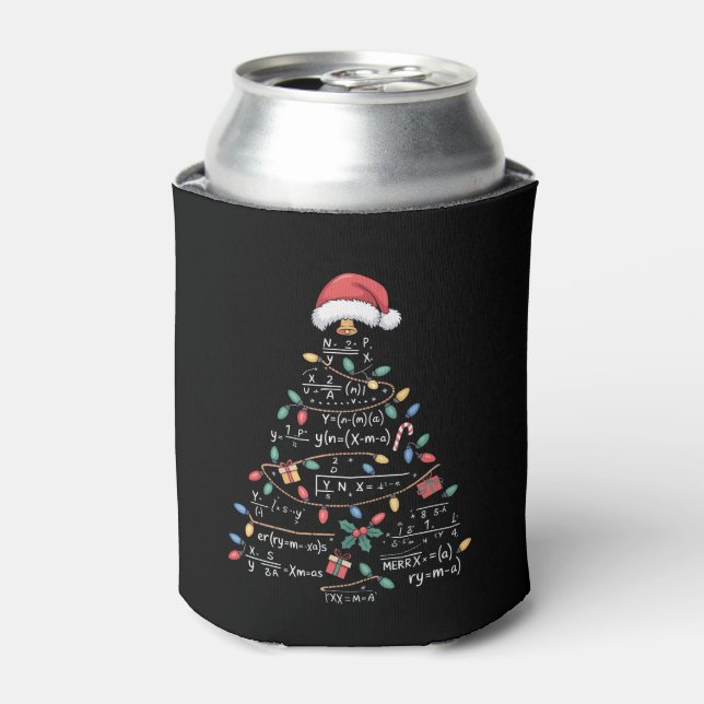 Math Equations Christmas Tree Xmas Holiday Teacher Can Cooler (Can Front)
