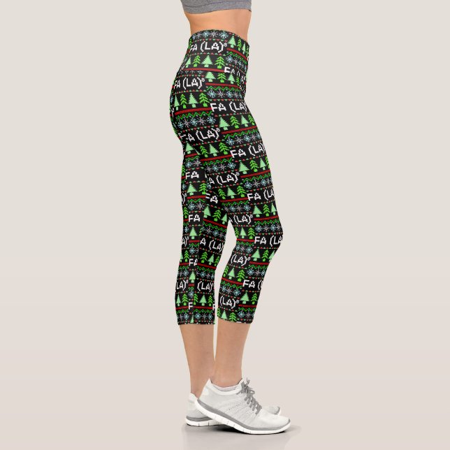 Math Fa La - Christmas Carol Ugly Sweater Style Capri Leggings (Right)