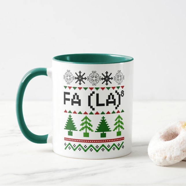 Math Fa La - Christmas Carol Ugly Sweater Style Mug (With Donut)