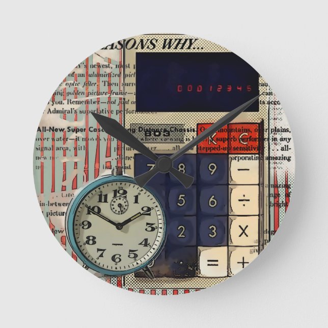 Math financial advisor accountant calculator round clock (Front)