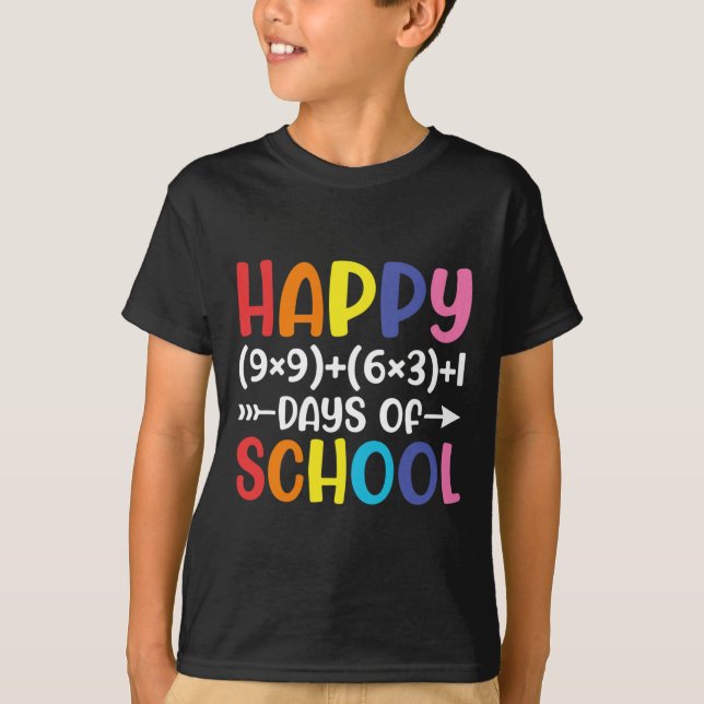 Math Formula 100 Days Of School Fun Math Teacher 1 T-Shirt (Front)