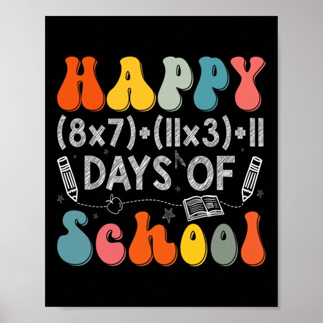 Math Formula 100 Days Of School Funny Math Teacher Poster (Front)