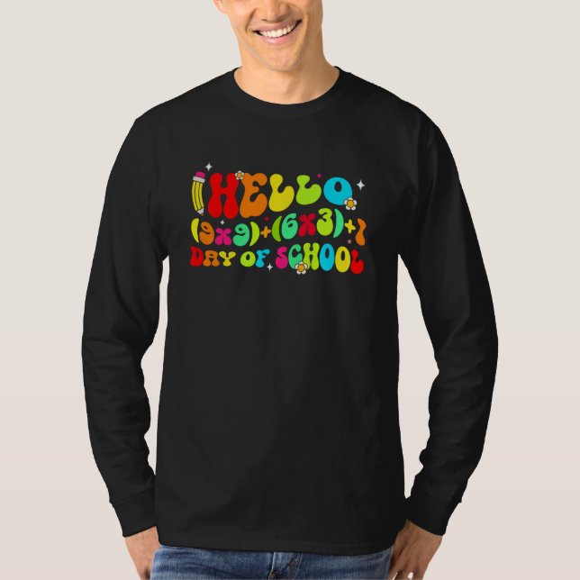 Math Formula 100 Days Of School Groovy Teacher Boy T-Shirt (Front)