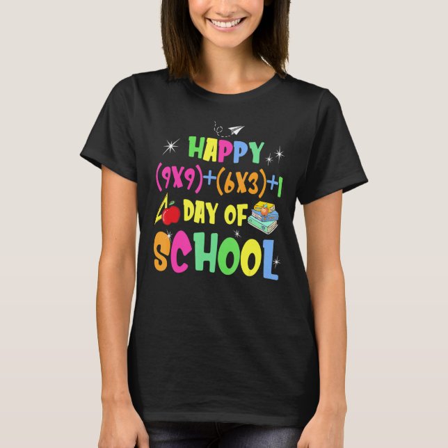 Math Formula 100 Days Of School  Happy 100th Day T-Shirt (Front)