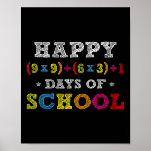 Math Formula 100 Days Of School Kid Boys Girls Tea Poster