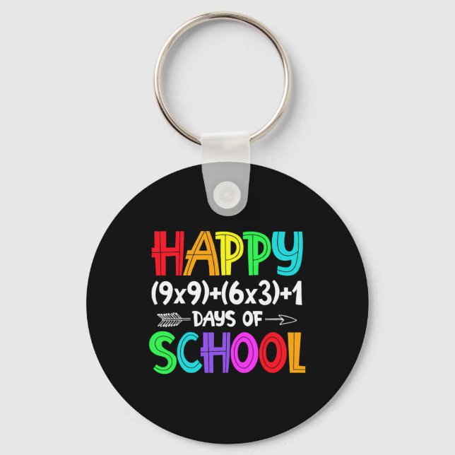 Math Formula 100 Days Of School Shirt Math Teacher Key Ring (Front)