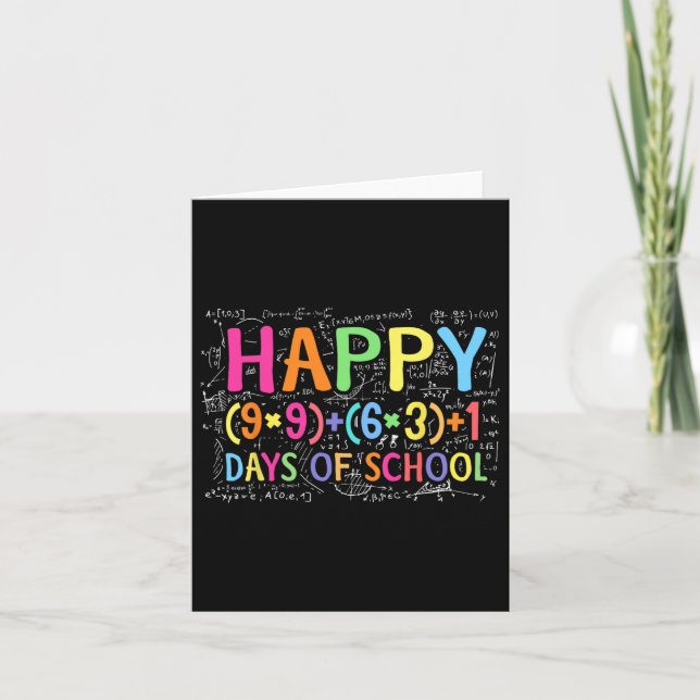 Math Formula Happy 100 Days Of School Funny Math T Card (Front)