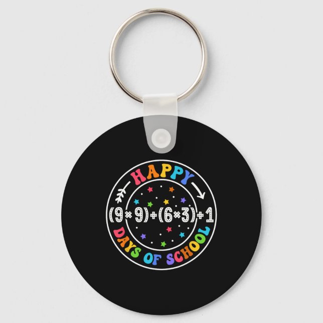 Math Formula Happy 100 Days Of School Funny Math T Key Ring (Front)