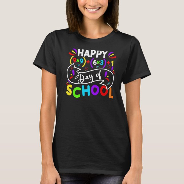 Math Formula Happy 100 Days Of School Math Teacher T-Shirt (Front)