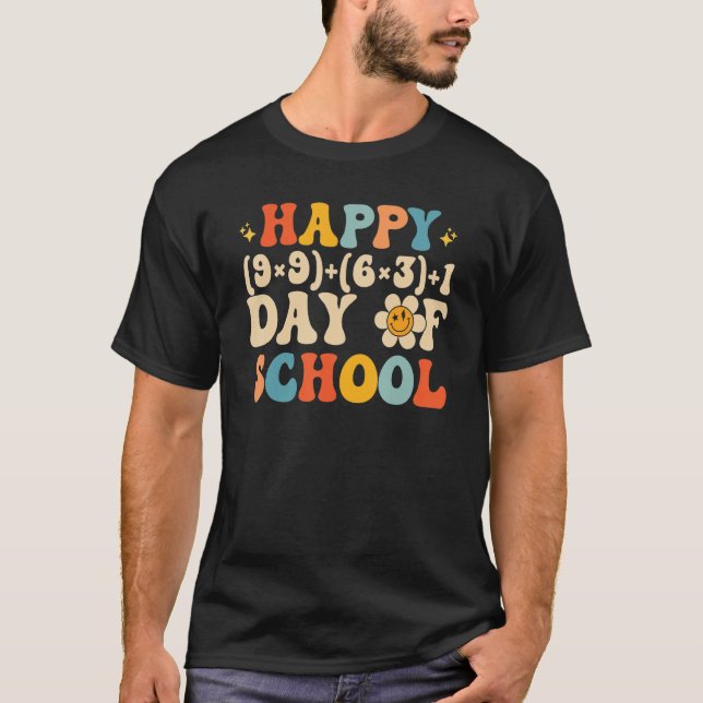 Math Formula Happy 100 Days Of School Math Teacher T-Shirt (Front)
