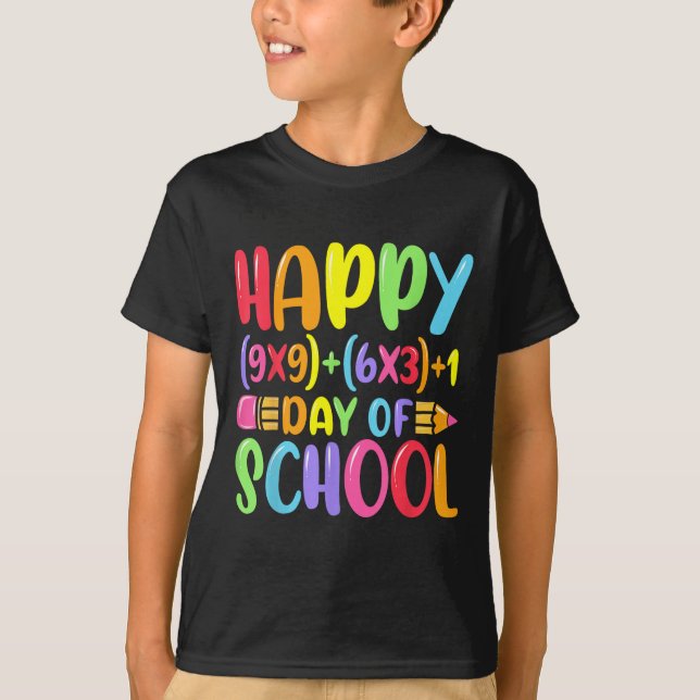 Math Formula Happy 100 Days Of School Teacher Math T-Shirt (Front)
