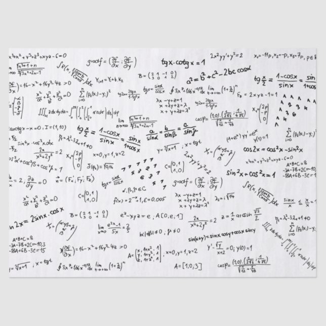 Math Formulas And Numbers Tissue Paper (Front)