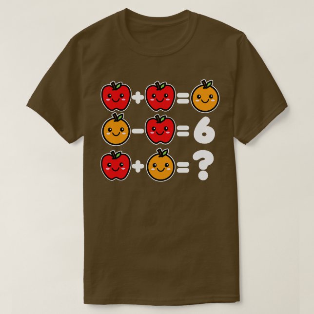 Math Games Kawaii Apples and Oranges T-Shirt (Design Front)