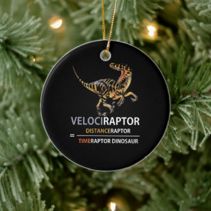Math Geek Dinosaur Velociraptor Ceramic Tree Decoration