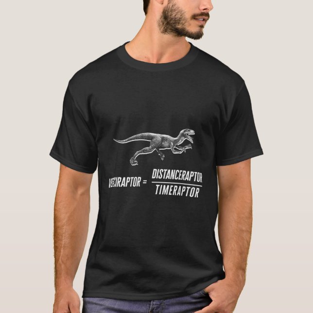 Math Geek Dinosaur Velociraptor Equation V2  T-Shirt (Front)