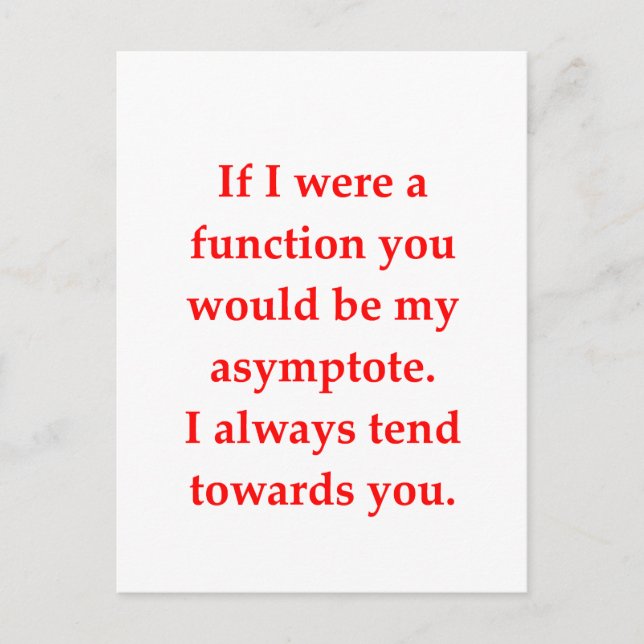 math geek love pick up line postcard (Front)