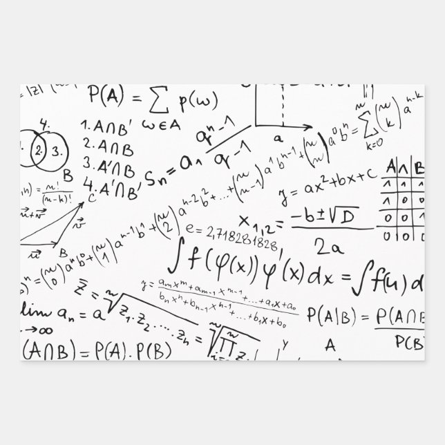 Math Geek, Mathematics Problem Solving Pattern Wrapping Paper Sheet (Front)