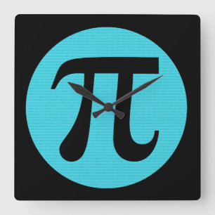 Math geek Pi symbol, blue on black Square Wall Clock