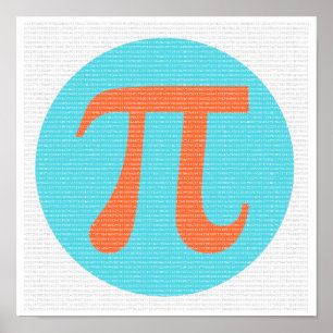Math geek Pi symbol, orange and blue Poster