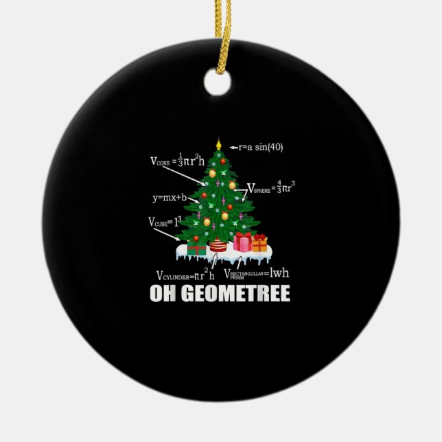 Math Geometry Christmas Tree Teacher Family Matchi Ceramic Tree Decoration (Front)