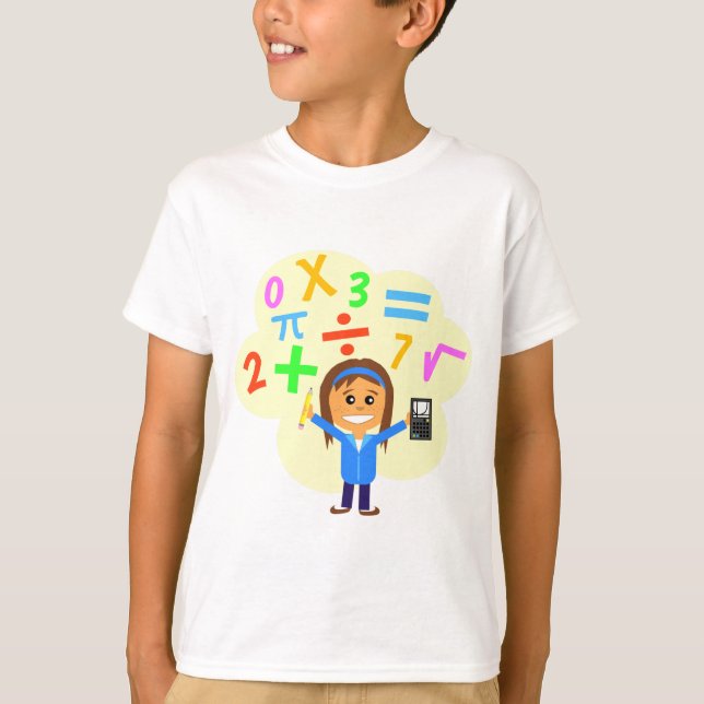 Math Girl Cartoon T-Shirt (Front)
