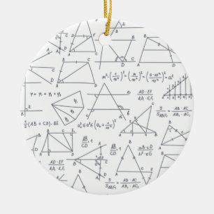 Math Hand Written Calculations Illustrations Ceramic Tree Decoration
