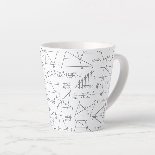 Math Hand Written Calculations Illustrations Latte Mug (Right Angle)