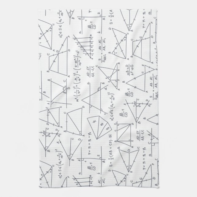 Math Hand Written Calculations Illustrations Tea Towel (Vertical)