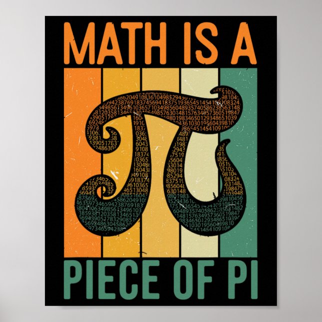 Math Is A Piece Of Pi Retro Pi Day Teacher Graphic Poster (Front)