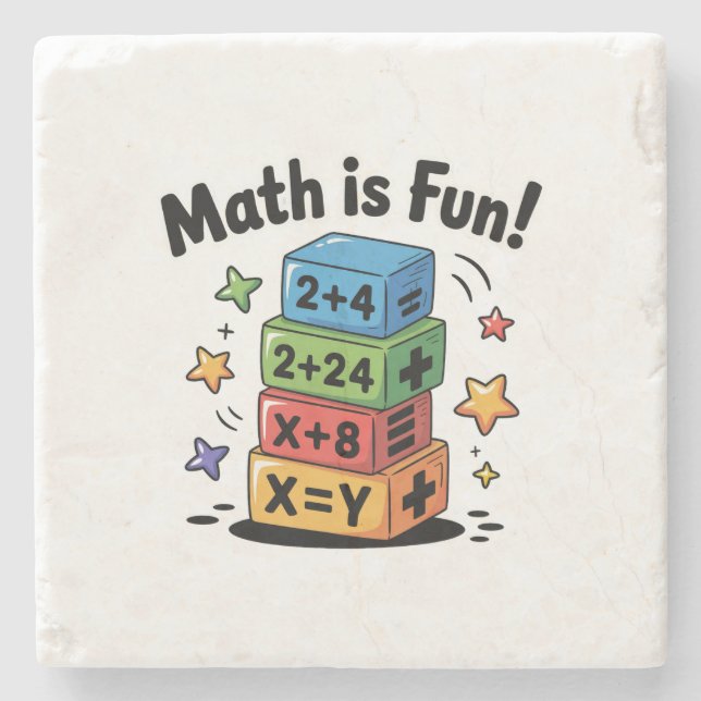Math is fun stickers stone coaster (Front)