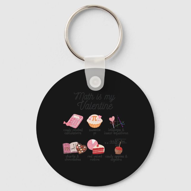Math Is My Valentine Funny Math Teacher Stem Teach Key Ring (Front)