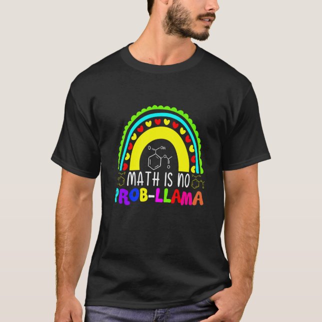 Math Is No Prob Llama Rainbow T-Shirt (Front)