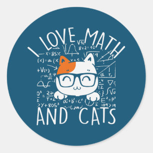 Math Kitty Cat I Love Math And Cats  Classic Round Sticker