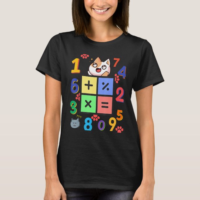 Math Kitty Cat I Love Math And Cats Mathematics  M T-Shirt (Front)