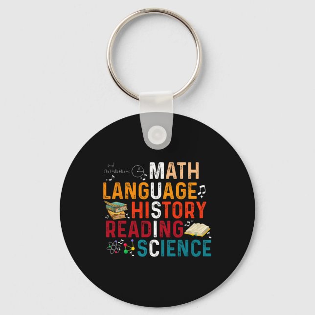 Math Language History Reading Science Music Teache Key Ring (Front)