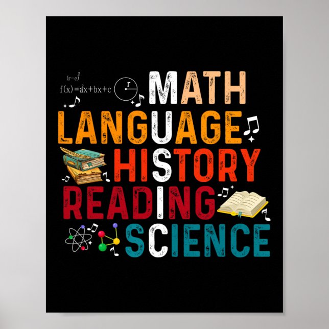 Math Language History Reading Science Music Teache Poster (Front)